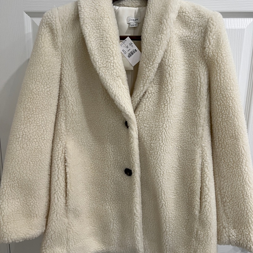 NEW J. Crew Cream Teddy Jacket Coat Medium